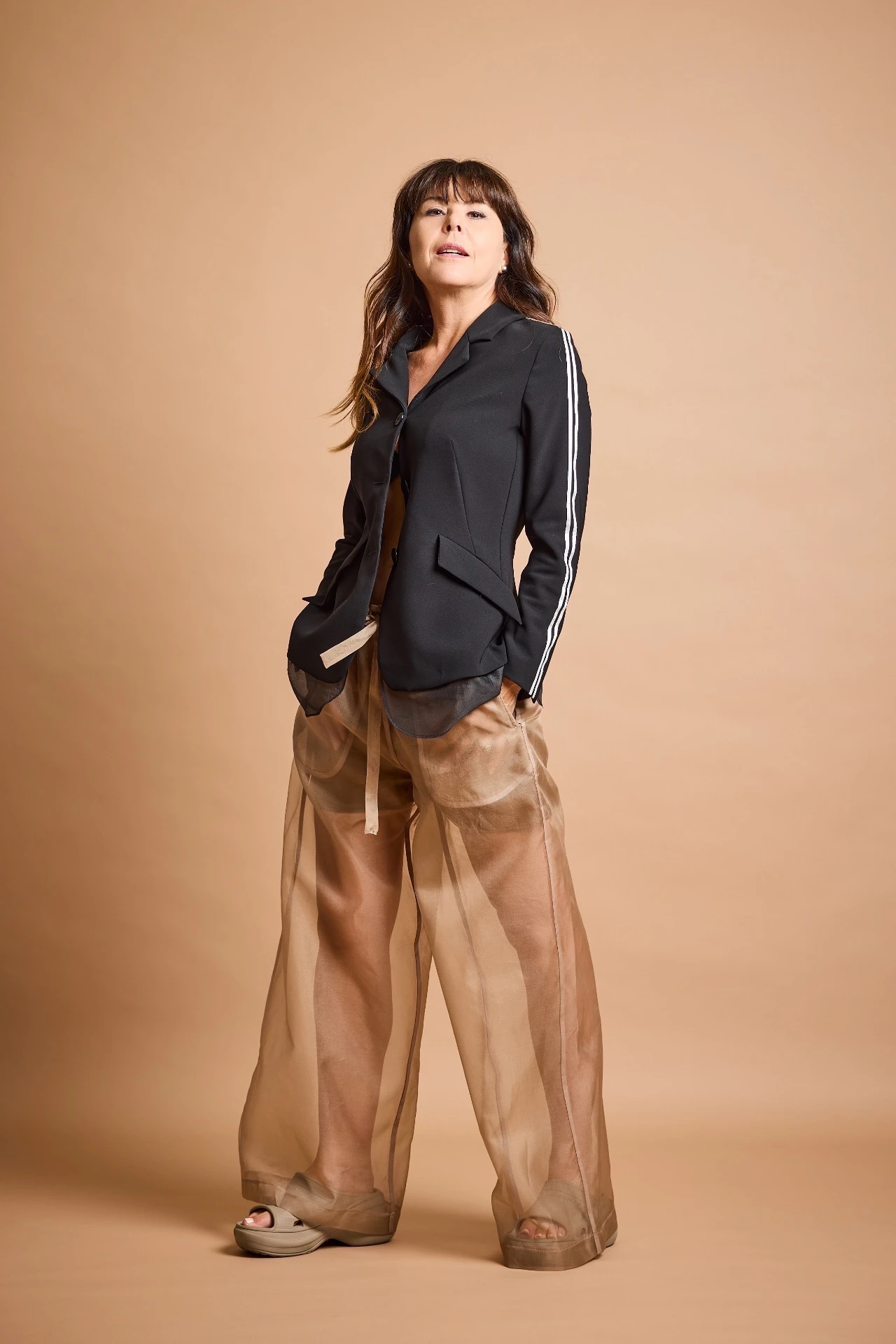 Damen Blazer "Devi ta", Schwarz mit Streif