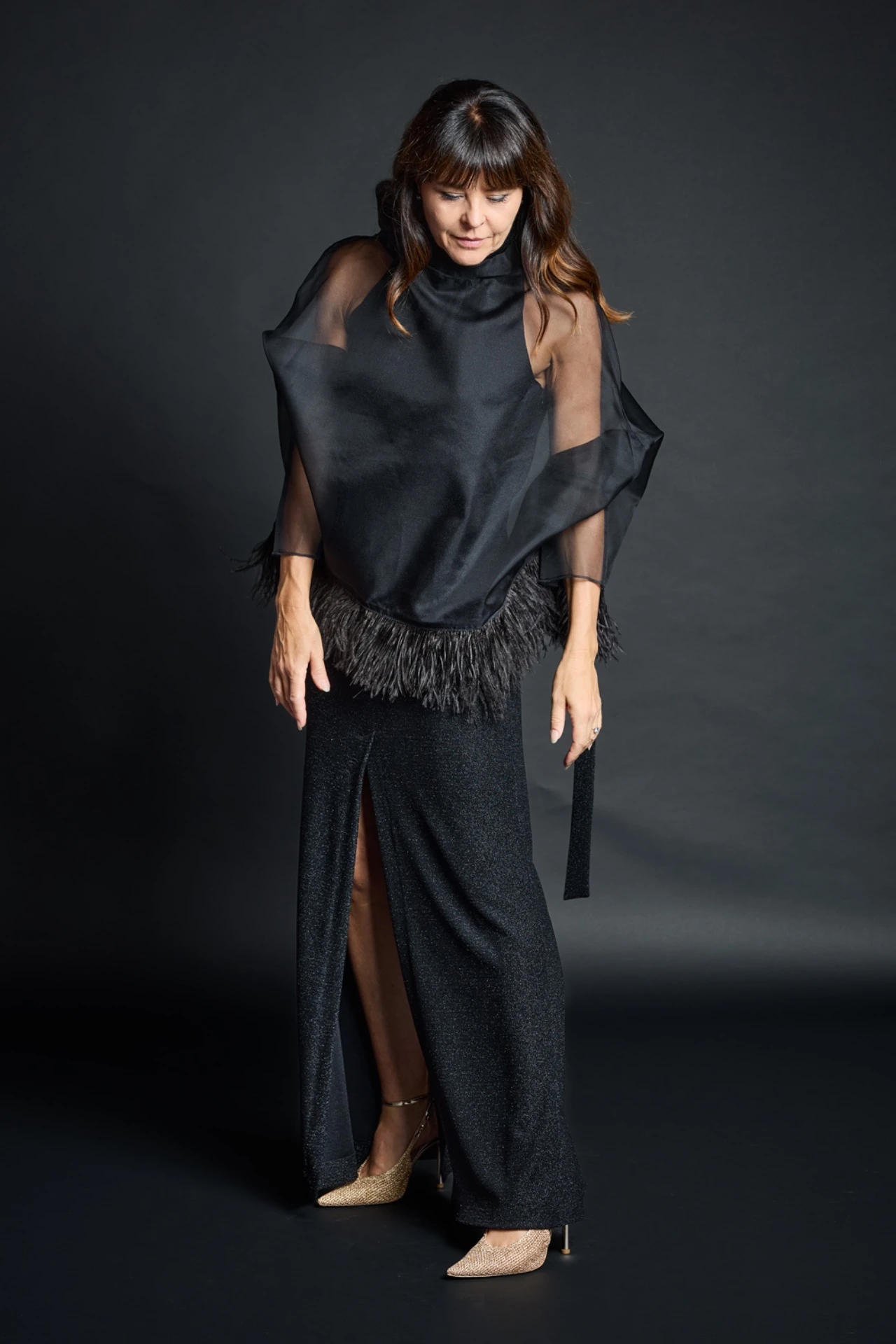 Schwarzes Jersey-Glitterkleid "ASI"