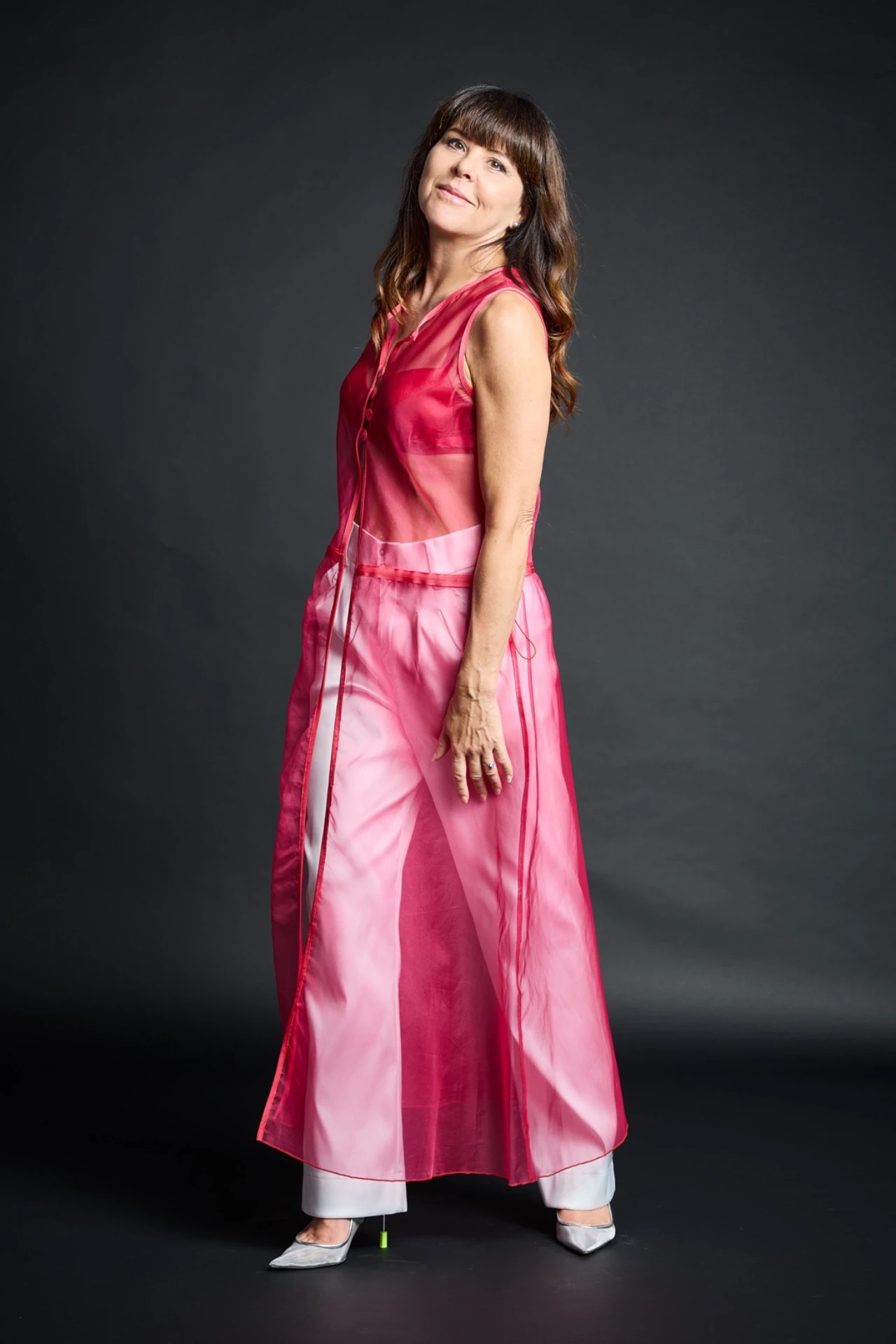 Lange Weste aus Seidenorganza "GUL"