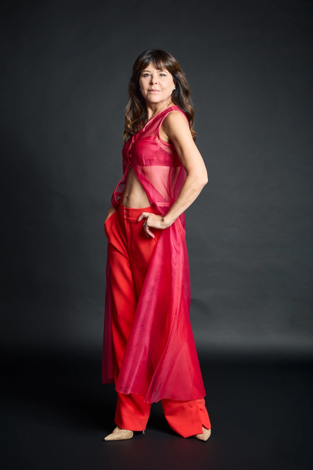 Lange Weste aus Seidenorganza "GUL"