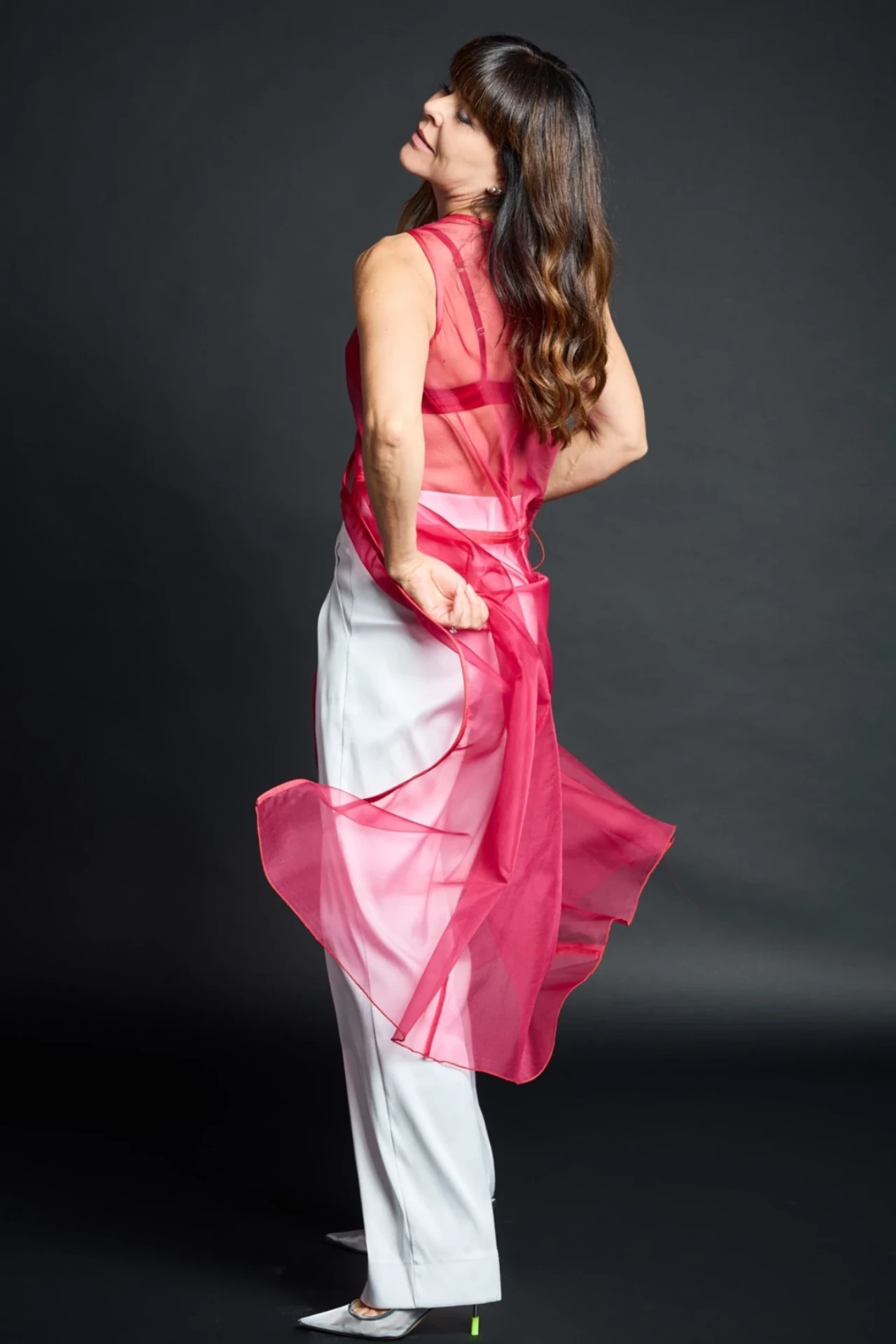 Lange Weste aus Seidenorganza 