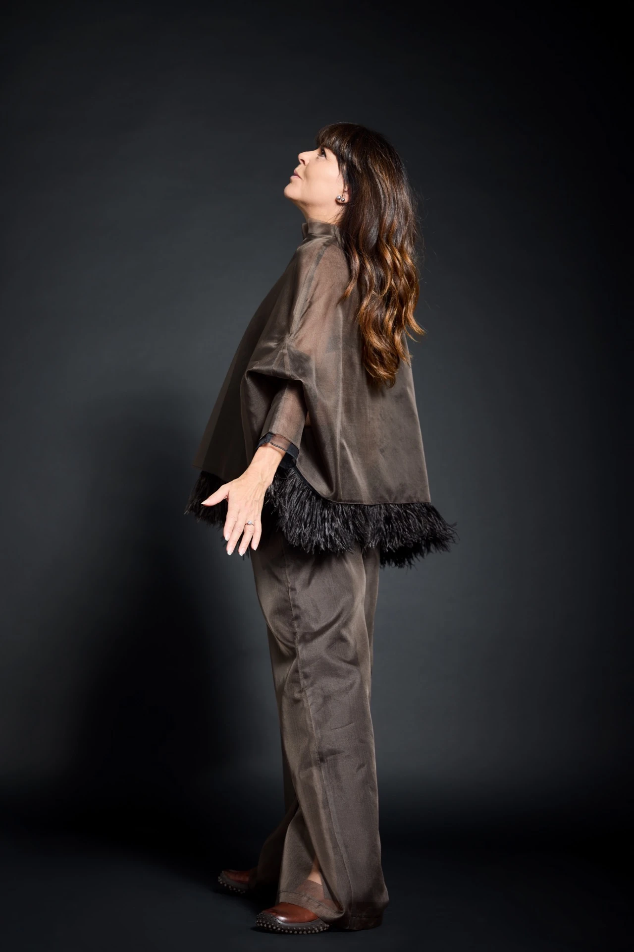 Seidenbluse mit Straußenfedern I Design aus Salzburg