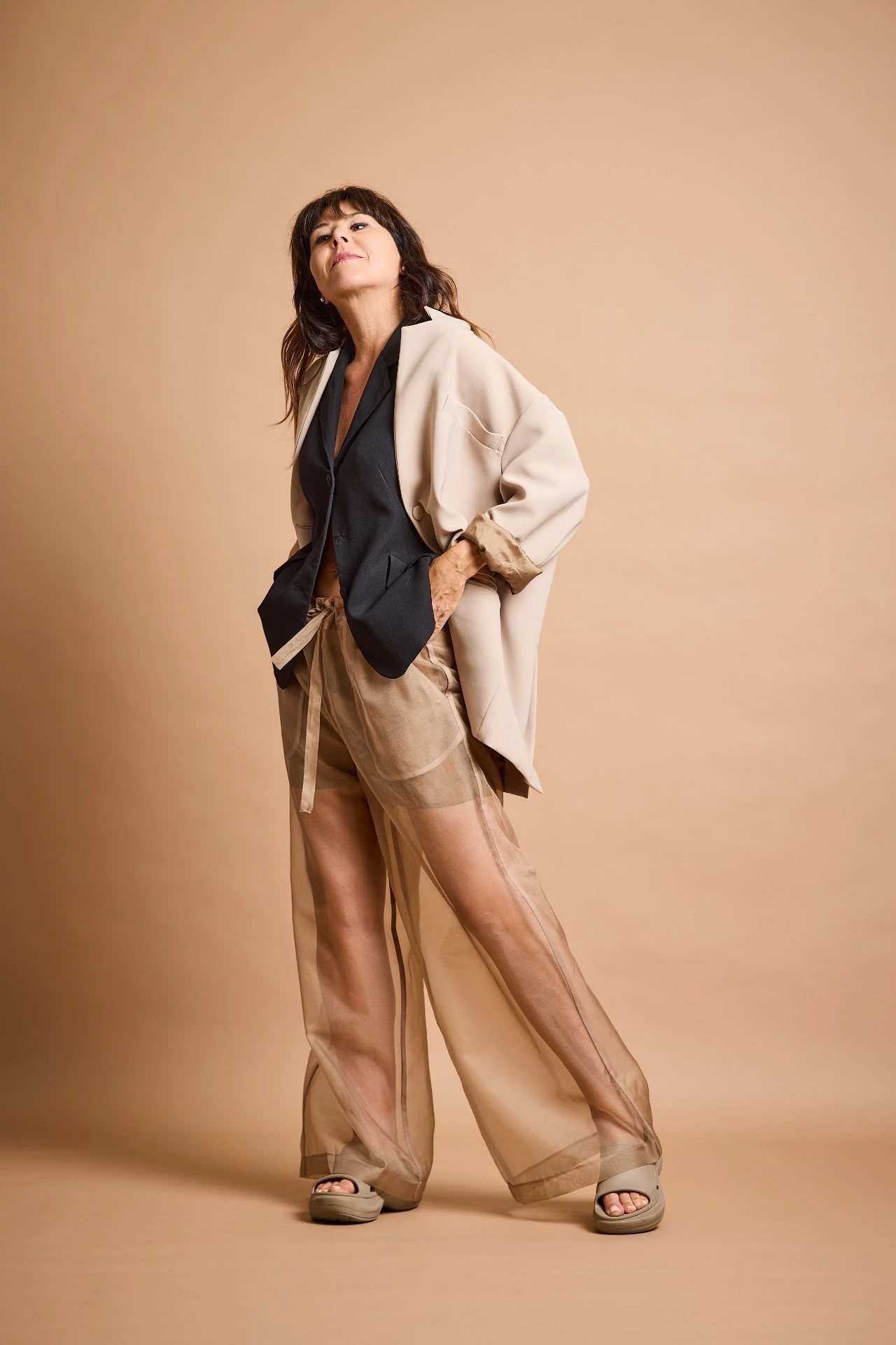 Hose "Aditi" Seidenorganza, Beige